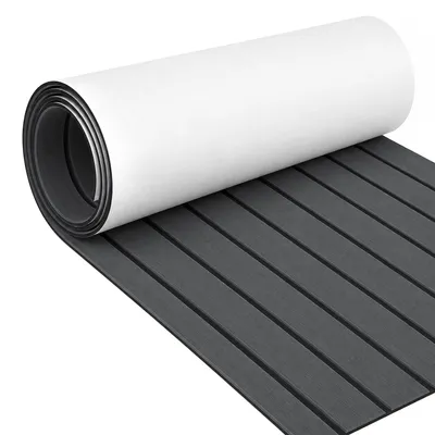 Produktbild von Eikuavons Bodenbelag Matte Rutschfest Deck Teppich Teak EVA Schaum Yacht Bodenmatte Selbstklebend Fußboden Deck Matte Dunkelgrau 240x45cm
