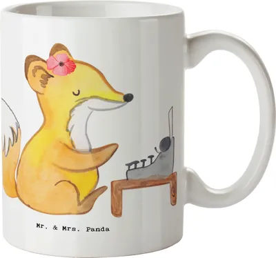Produktbild von Mr. & Mrs. Panda Tasse Assistentin Herz - Weiß - Geschenk, Becher, Trinkbecher, Kaffeetasse, Bedruckte, Kaffeebecher