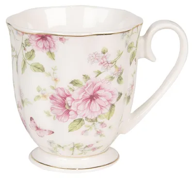 Produktbild von Clayre & Eef Tasse 200 ml Beige Rosa Porzellan Blumen