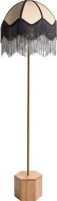 Obrázek produktu pro BELIANI Stojací lampa přírodní látka železo 150 cm bubnové stínidlo světlo ložnice obývací pokoj retro klasický styl