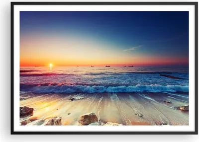 Produktbild von Gerahmtes Poster - Schwarzer Rahmen - Meer Strand Welle - 100x70 cm - Wand Bild - Wanddeko - Wandbilder - Kunstposter - Wandposter - Bilderrahmen - Bilder - Kunstdruck - Wandbild - P2BAA100x70-3613
