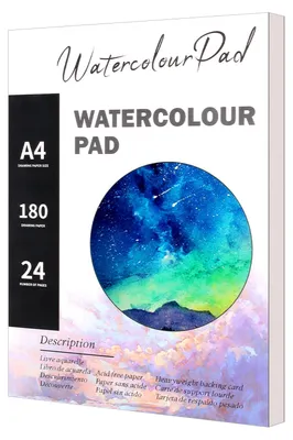 Image de Papier pour aquarelle - 24 feuilles. Bloc d'aquarelle - Pour la peinture à l'aquarelle et le dessin - Format DIN A4, blanc