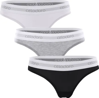 Produktbild von Celodoro Damen Tanga mit Webgummi-Bund (3er Pack) Sport Mini-Slip - Classic Mix L
