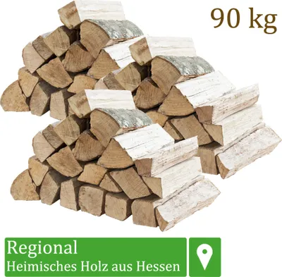 Produktbild von Brennholz Kaminholz Holz 90 kg Für Ofen und Kamin Kaminofen Feuerschale Grill Buche Feuerholz Buchenholz Holzscheite Wood 33 cm Flameup