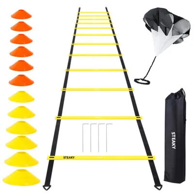Produktbild von Koordinierungsleiter, 4 bis 6 m Trainingsleiter, Fu?ball -Agilit?tsleiter, übungen, Koordinationstrainingsleiter mit Tasche