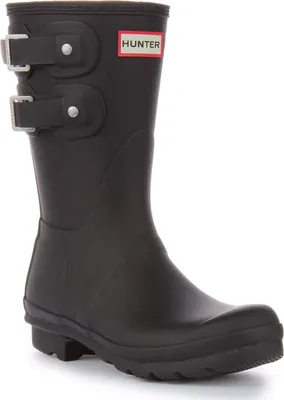 Produktbild von Hunter Orig al Multi Frauen Kurze Well gton Stiefel Mit Schnallen Schwarz – 4 Großbritannien - 37 EU - 6 US / Schwarz