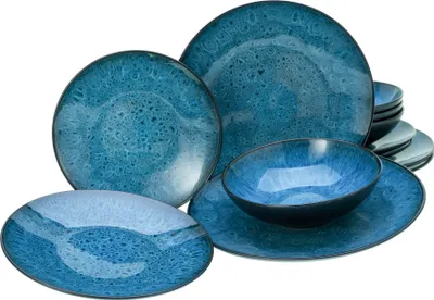 Produktbild von CreaTable, 23958, Capri Blau, Tellerset 12-tlg, Steinzeug