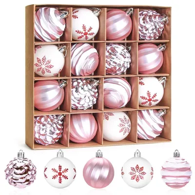 Produktbild von Rosa Weihnachtsbaumkugeln Set von 16 Kunststoff 6 cm