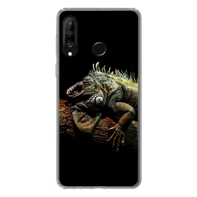 Produktbild von MuchoWow® Handyhülle Schutzhülle Hülle für Huawei P30 Lite Tier - Zweig - Schwarz Silikon Softcase Handy Hülle - Handyhülle