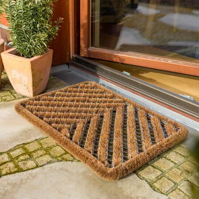 Productafbeelding van Kokosvezel deurmat voor buiten, vuilafschermende mat en borstelmat, weerbestendig en duurzaam, 40 x 60 cm