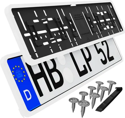 Produktbild von Kennzeichenhalter mit umlaufendem Rahmen Kfz-Kennzeichen Halter Halterung Weiß