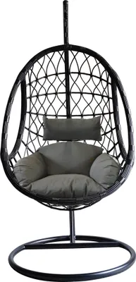 Immagine prodotto di Milani Home - sedia sospesa da giardino in wicker e acciaio, con struttura, poltrona relax per terrazzo e veranda, nero