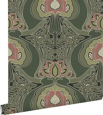 Obrázek produktu pro ESTAhome Tapeta vintage květiny v secesním stylu tmavě zelená - 139571 - 0,53 x 10,05 m