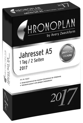 Kalendervullung A5 2017, 1 Tag/2 Seiten, weiß