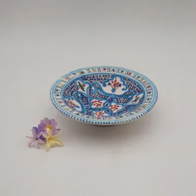 Image de Coupelle Tebsi Marocain Turquoise Liseré - D 19 cm
