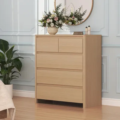 Obrázok produktu pre Komoda "Takranmaa" s 5 zásuvkami, rozmer 79 x 39 x 90 cm, vzhľad dreva