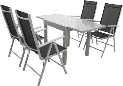 Produktbild von DEGAMO Gartenset Gartengarnitur TIRANA 5-teilig, Aluminium silbergrau wetterfest