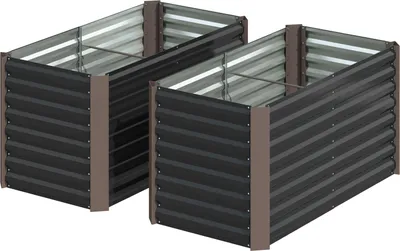 Produktbild von 2er-Set Hochbeet Blumenhochbeet witterungsbeständig, Pflanzbeet Frühbeet Gartenbeet Pflanzkübel Pflanzkasten aus Verzinkter Stahl, Blumenkasten für Terrasse & Garten, 120 x 60 x 60 cm
