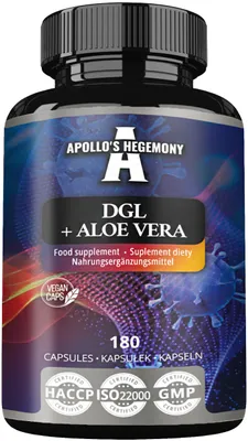 Produktbild von DGL + Aloe Vera (SĂĽĂźholz + Aloe Vera Pulver) 480 mg - 180 Vegane Kapseln