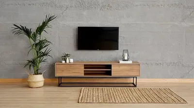 Imagen del producto de Skye Decor, Laxus - Modelo 180 ALM, color nogal, , mueble para televisión, 50x180x40 cm, panel de partículas con revestimiento de melamina al 100%