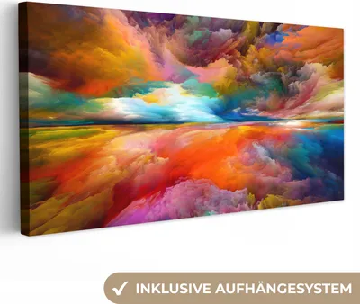 Zdjęcie produktu dla MuchoWow® - Obraz na płótnie - Malarstwo - Obraz olejny - Abstrakcja - Chmury, obraz na ścianę, obrazy dekoracyjne do salonu, 40x20cm
