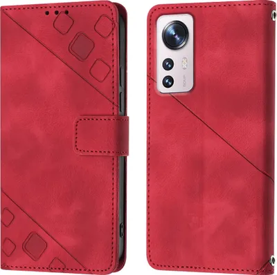 Obrázek produktu pro Pouzdro pro Xiaomi 12 Pro Embossed Flipové kožené pouzdro se stojánkem Red
