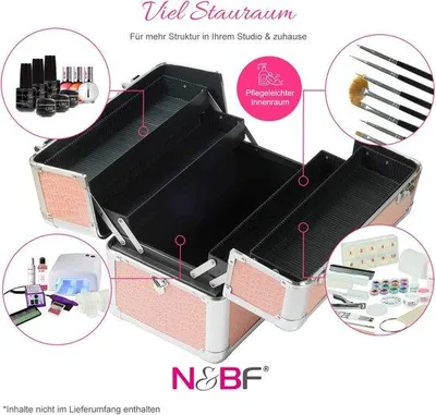 Productafbeelding van Cosmetica koffer - Beautycase opbergkoffer - Schoonheidssalon organiseren - Robuust ABS aluminium - 36 x 22 x 27 cm - Roze