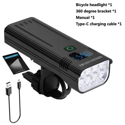 Produktbild von 10000 mAh Fahrradbeleuchtung USB-LED-Akku-Set Mountainbike vorne hinten Highlight 8*LED-Scheinwerferlampe Taschenlampe