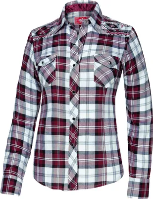Produktbild von Damen Westernbluse Cowgirl Bikerin Western Bluse »PASADENA« Rot Kariert