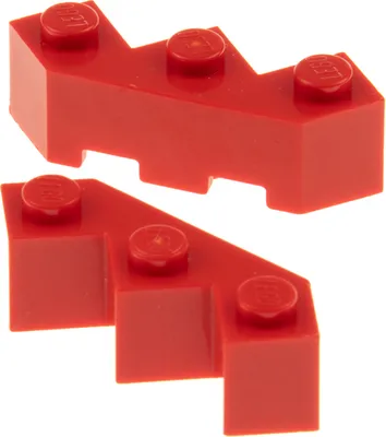 Productafbeelding van 2x Lego bouwsteen, gemodificeerd 3x3x1, rood, met facetten aan drie hoeken, voor een kasteelmuur, artikelnummer 246221, 2462