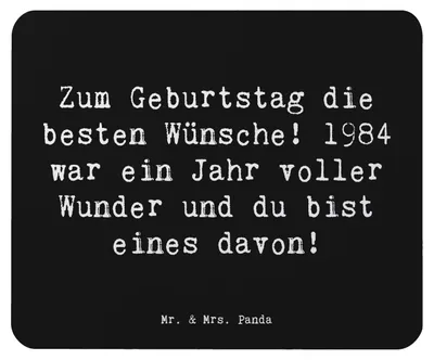 Produktbild von Mr. & Mrs. Panda Mauspad Spruch 1984 Geburtstag - Schwarz - Geschenk, herzerwärmende Botschaft, Happy Birthday, Geburtstagsgeschenk, pc mousepad, mousematte, Geburtsjahr