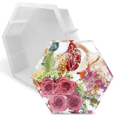 Obrázok produktu pre Silikónová forma, hexagonálna, biela, na epoxidovú živicu, pre DIY dekorácie, kvety