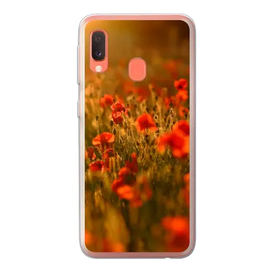 Produktbild von MuchoWow® Handyhülle Schutzhülle Hülle für Samsung Galaxy A20e Orangefarbenes Leuchten über den Mohnblumen auf dem Feld Silikon Softcase Handy Hülle - Abdeckung