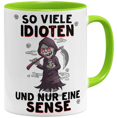 Keramikbecher mit Sensenmann-Motiv, 325 ml, spülmaschinenfest