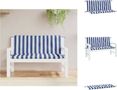Obrázek produktu pro vidaXL Polštáře na zahradní lavičky 2 ks. Modrobíle pruhovaná tkanina 120x50x7cm - Polštář na sezení