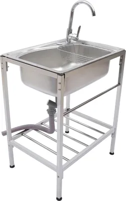 Obrázek produktu pro Kuchyňský dřez - Jednomísový - Nerezová ocel - Obdélníkový - Překrytý/odkapávací - S baterií - 1 otvor - Stříbrný
