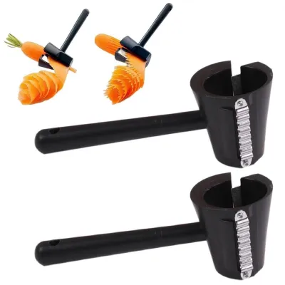 Gemüsespiralisierer 2er-Set, 2-in-1 Spiraltrichter, Karottenschneider, schwarz