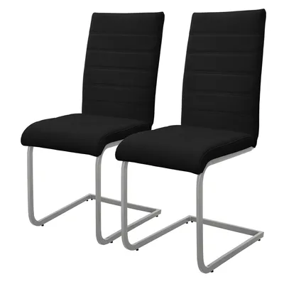 Produktbild von ML-Design 2er Set Esszimmerstuhl mit Rückenlehne, Schwarz, aus Kunstleder