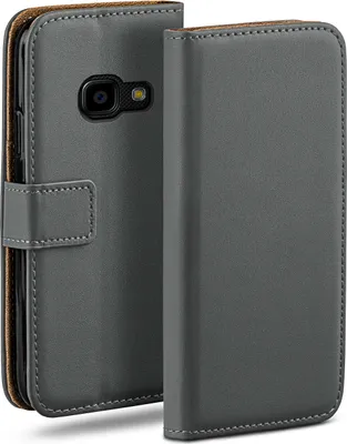Produktbild von moex® Book Case kompatibel mit Samsung Galaxy Xcover 4 - Hülle 360 Grad klappbar, Dunkelgrau