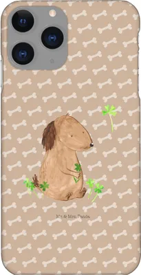Produktbild von Mr. & Mrs. Panda Iphone 11 Pro Handyhülle Hund Kleeblatt - Hundeglück - Geschenk, Premium Kunststoff, Glücksbringer, Sprüche, Viel Glück, Handy Case
