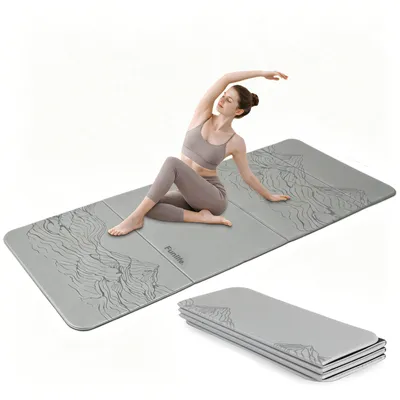 Productafbeelding van FunLife Opvouwbare Yogamat XXL, 190x66 cm – 10 mm dik, antislip fitness- en gymnastiekmat voor yoga, Pilates, thuisoefeningen en buitenshuis