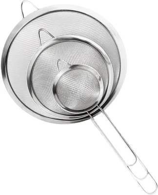 Produktbild von Küchensieb Set 3 Stück, Edelstahl 304, Feinmaschig Für Puderzucker Und Quinoa, Zum Abtropfen Von Nudeln Und Gemüse