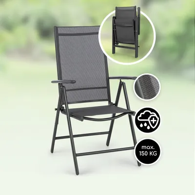 Produktbild von Homeoutfit24 Gartenstühle Hochlehner Klappbar, Campingstuhl Verstellbar & Wetterfest, Leichte Gartenstühle, Alu Klappstuhl für Balkon & Garten, Gartenstühle bis 150 kg, Aluminium Gartenstuhl