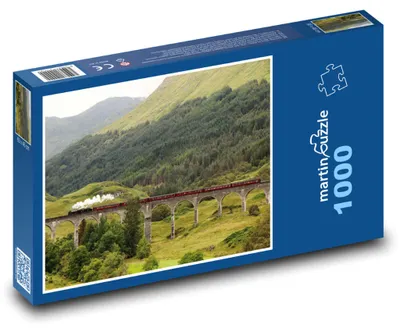Zdjęcie produktu dla Puzzle 1000 Szkocja - parowóz w krajobrazie - martinpuzzle