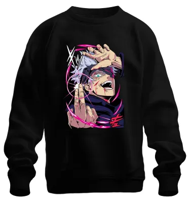Produktbild von Jujutsu Kaisen Gojo weißes Haar Augenbinde Energiekreis Sweatshirt Pullover, Schwarz, S
