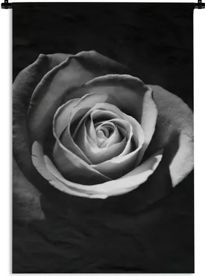 Produktbild von MuchoWow® Wandteppich Wandbehang Blumen - Schwarz - Rose - Weiß - Botanisch 60x90 cm Tapisserie Dekoration Wandtuch - Foto-Teppich - Abwaschbar