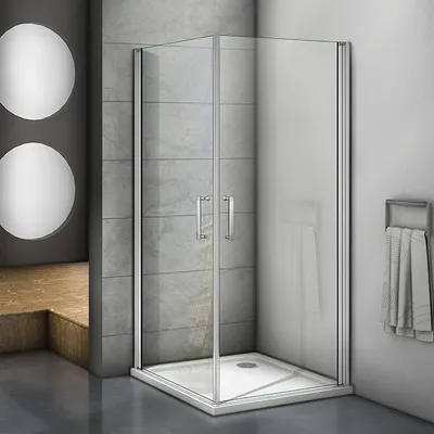Produktbild von eckdusche BxBxH:80x80x185cm Duschkabine 5mm ESG Sicherheitsglas Pendeltür Eckeinstieg Duschabtrennung