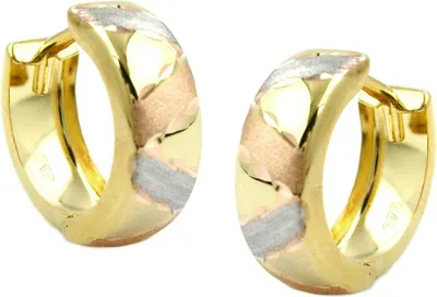 Produktbild von Ohrringe Creolen aus 375 Gelbgold Streifen Rotgold Weißgold Damencreole