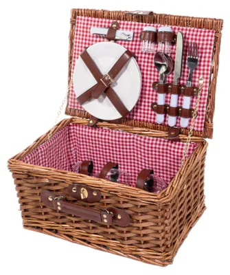 Produktbild von Picknickkorb aus Weide DARCEL, Teller, Gläser, Besteck