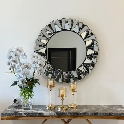 Immagine prodotto di Specchio da parete rotondo moderno 80 cm – grande specchio decorativo, specchio trucco e specchio da bagno per soggiorno, camera da letto e ingresso